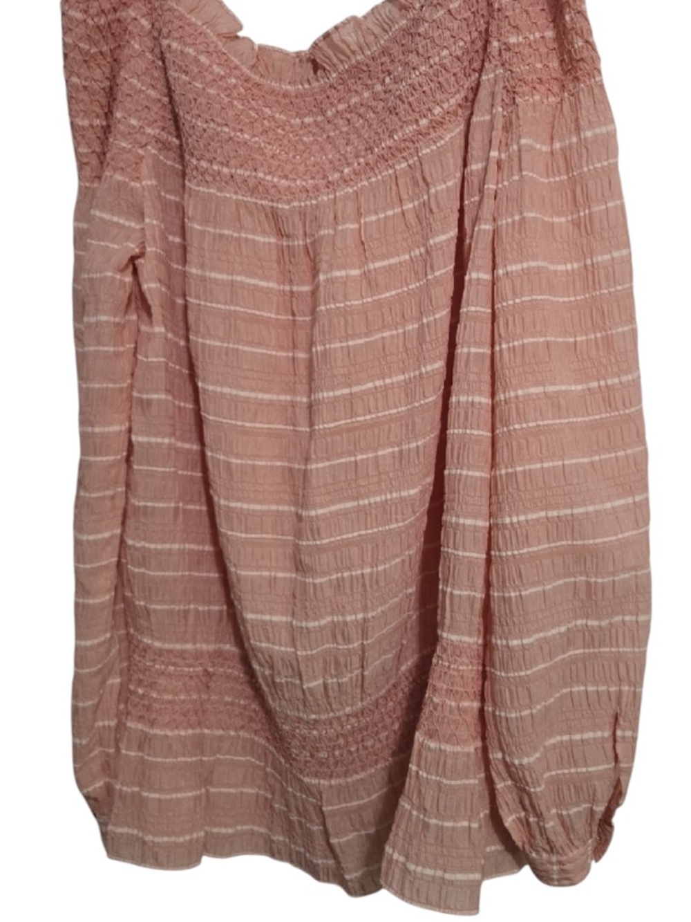 Tory Burch Pink Off Shoulder Smocked Peplum Blouse Sz 8 - Picture 2 of 6